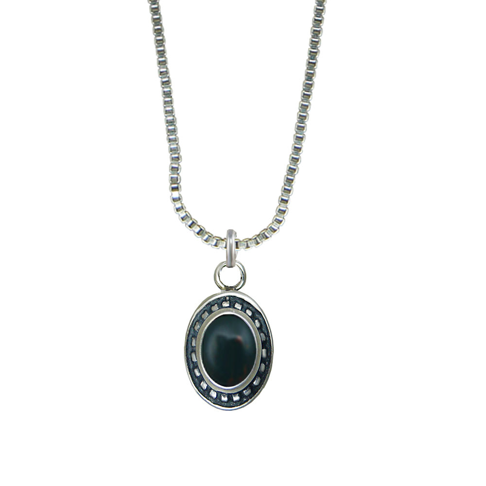 Sterling Silver Little Bloodstone Pendant Necklace